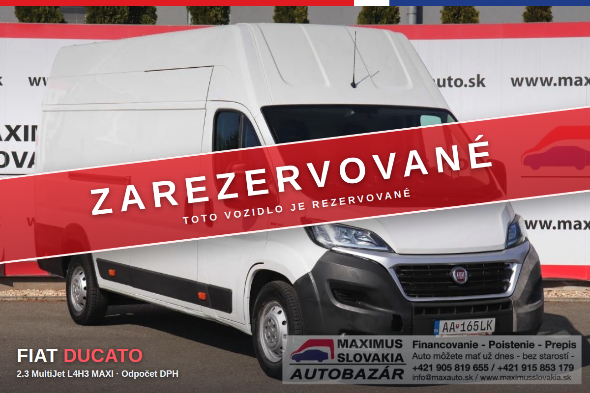 *REZERVOVANÉ* Fiat Ducato 2.3 MultiJet 103kW L4H3 MAXI