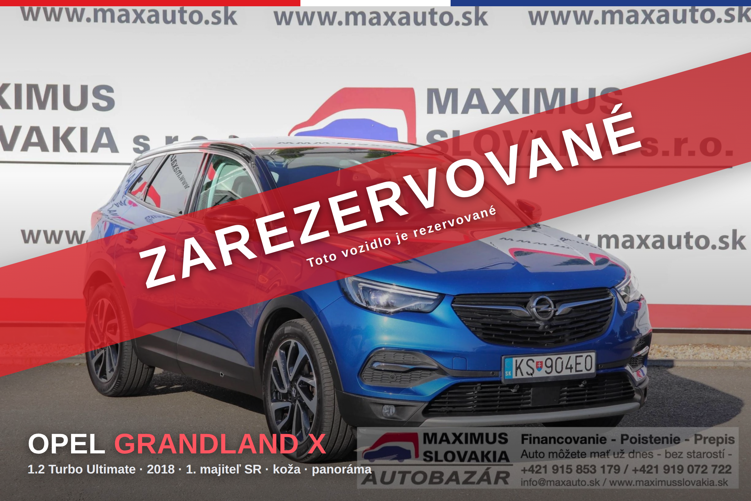 *REZERVOVANÉ* Opel Grandland X 1.2 Turbo Ultimate | 2018 | 1. majiteľ SR | Serviska | Koža | Panoráma