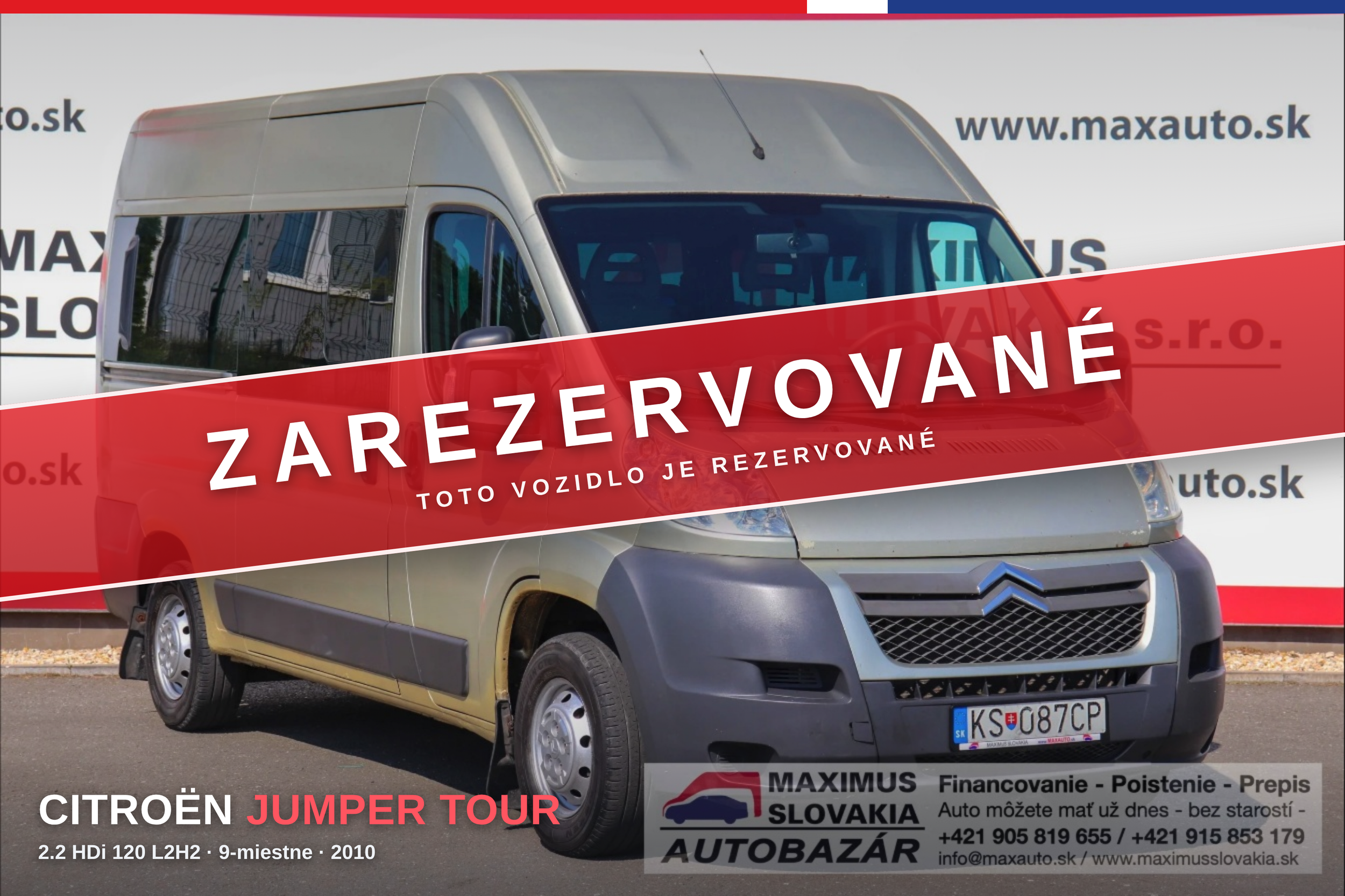 Citroën Jumper Tour 2.2 HDi 120 L2H2 | 2010 | 9-miestne v TP (6 osadených) | Ťažné