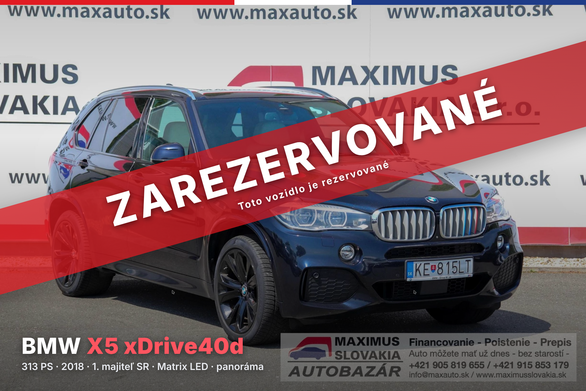 BMW X5 xDrive40d 313 PS | 2018 | 1. majiteľ SR | Matrix LED | Panoramatická strecha