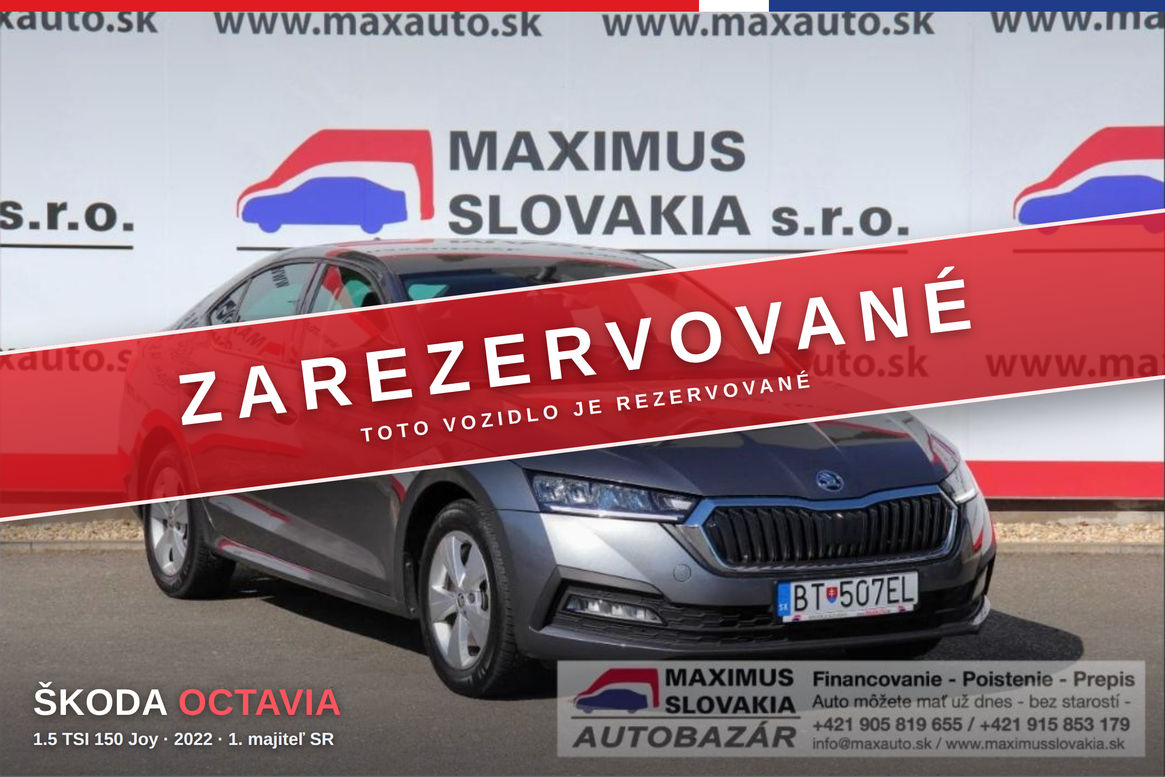 *REZERVOVANÉ* Škoda Octavia 1.5 TSI 150 Joy | 2022 | 1. majiteľ SR | Serviska | STK do 09/2028