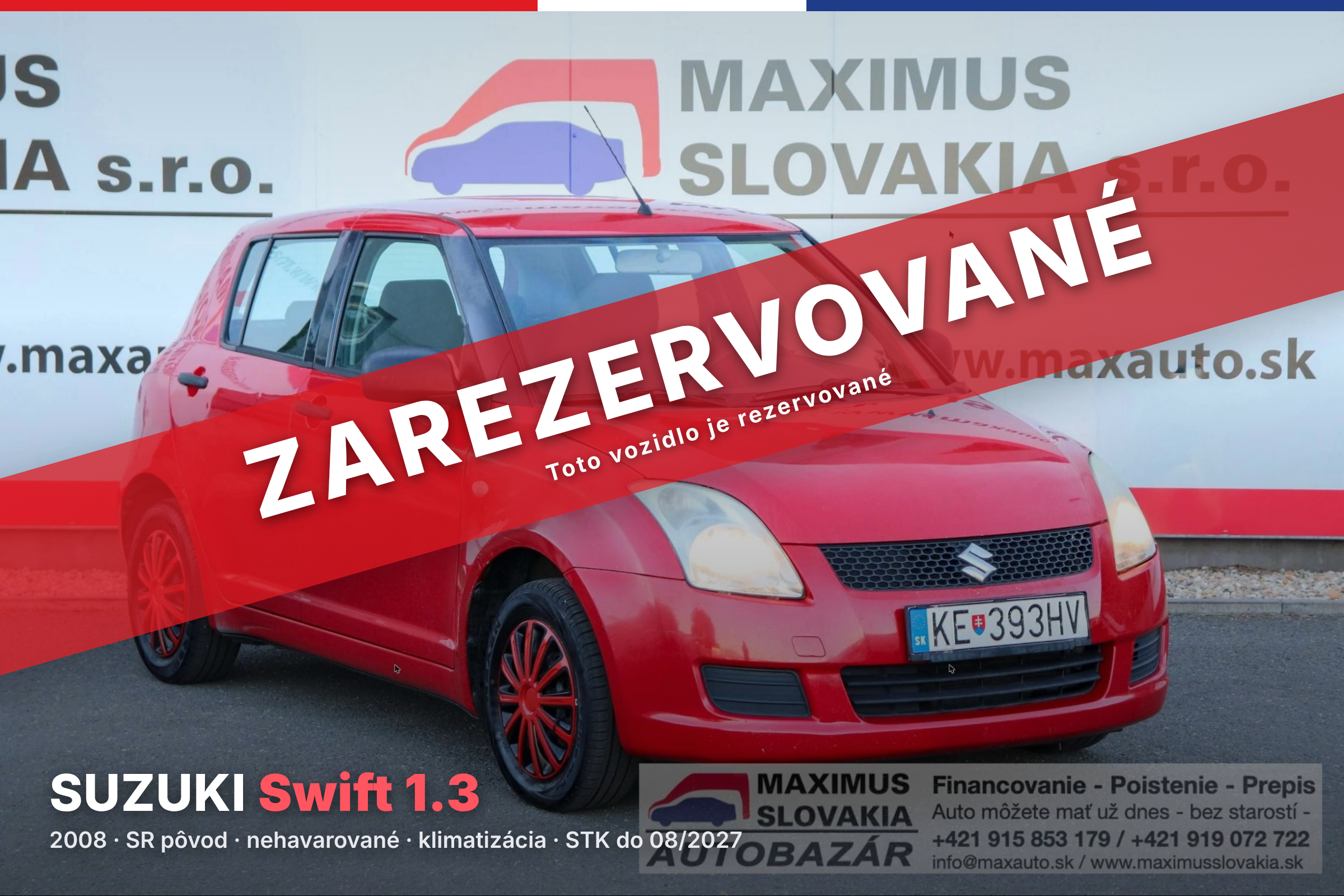*REZERVOVANÉ* Suzuki Swift 1.3 | 2008 | SR pôvod | Nehavarované | Klimatizácia | STK do 08/2027