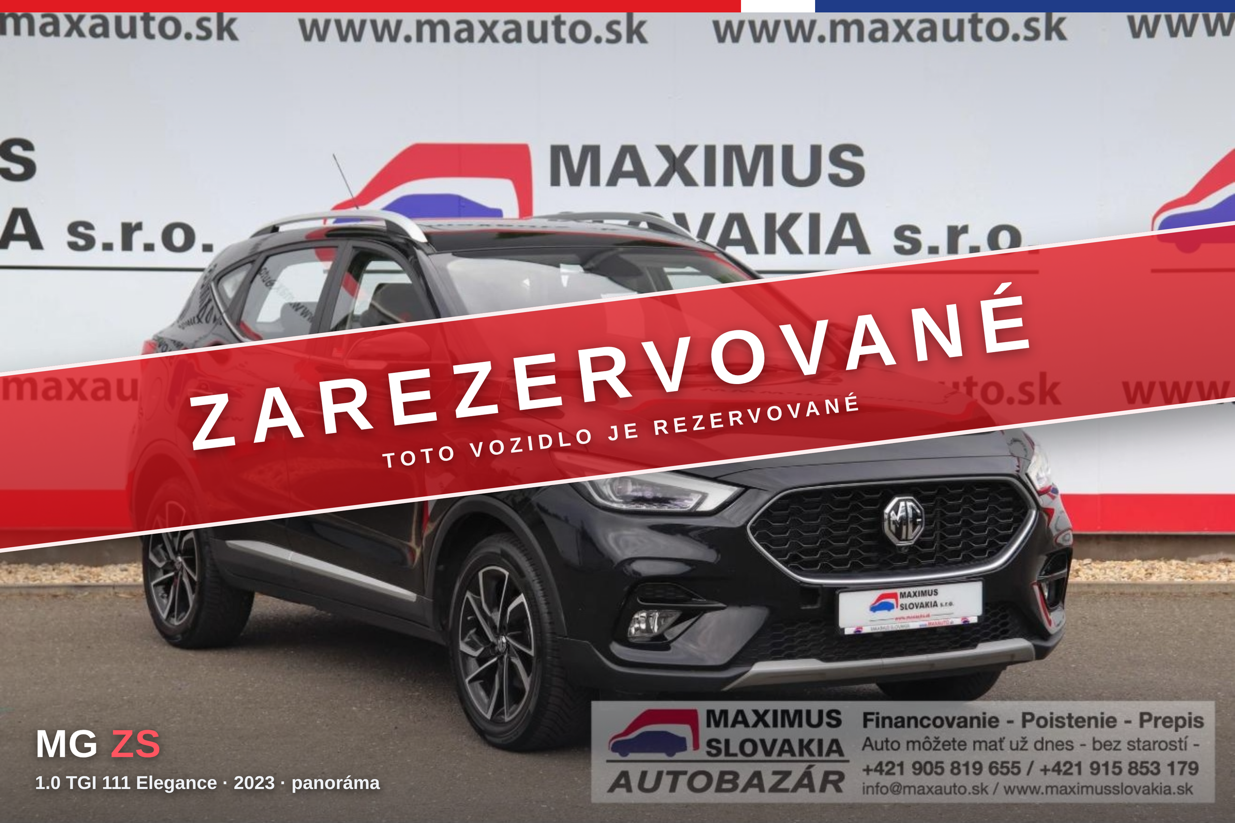 *REZERVOVANÉ* MG ZS 1.0 TGI 111 Elegance | 2023 | 74 tis. km | Panoráma | 360° kamera | Serviska