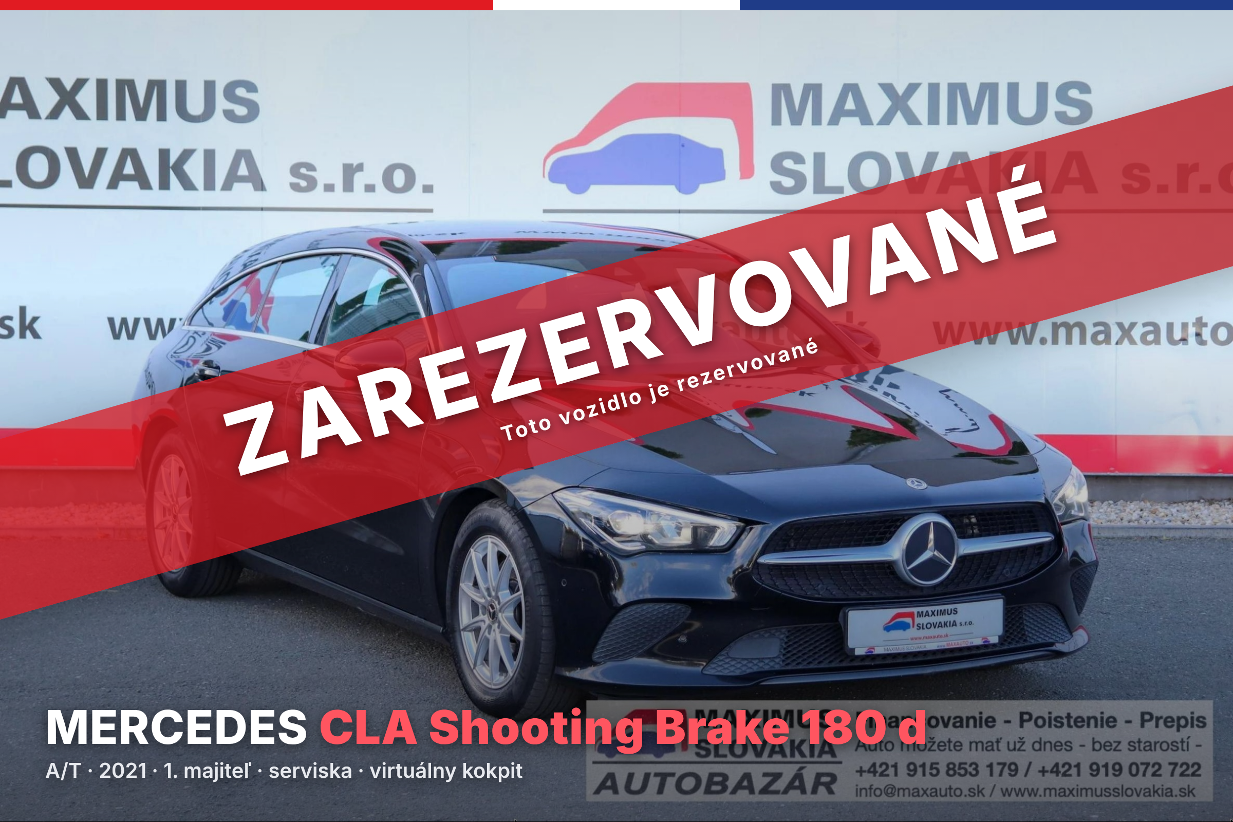 *REZERVOVANÉ* Mercedes CLA Shooting Brake 180 d A/T | 2021 | 1. majiteľ | Serviska | KO | Virtuálny kokpit