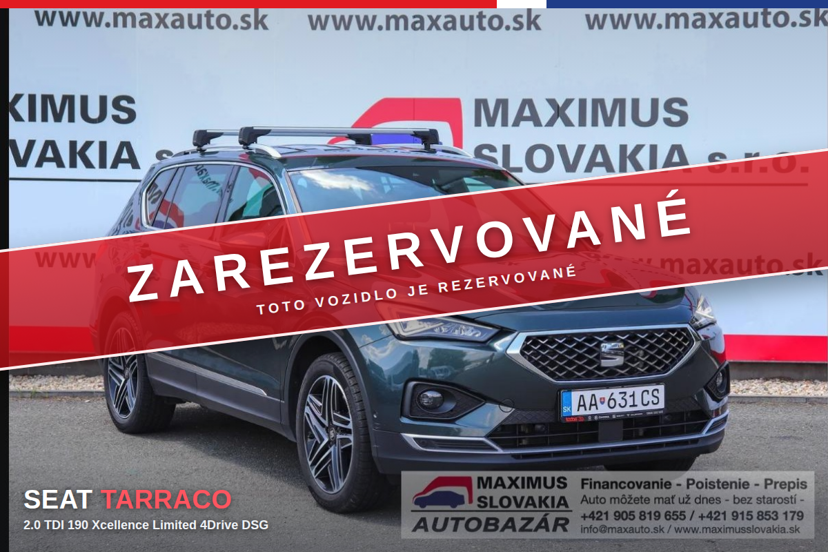 *REZERVOVANÉ* Seat Tarraco 2.0 TDI 190 Xcellence Limited 4Drive DSG | 2019 | 7 miest | SR pôvod | ÚSH