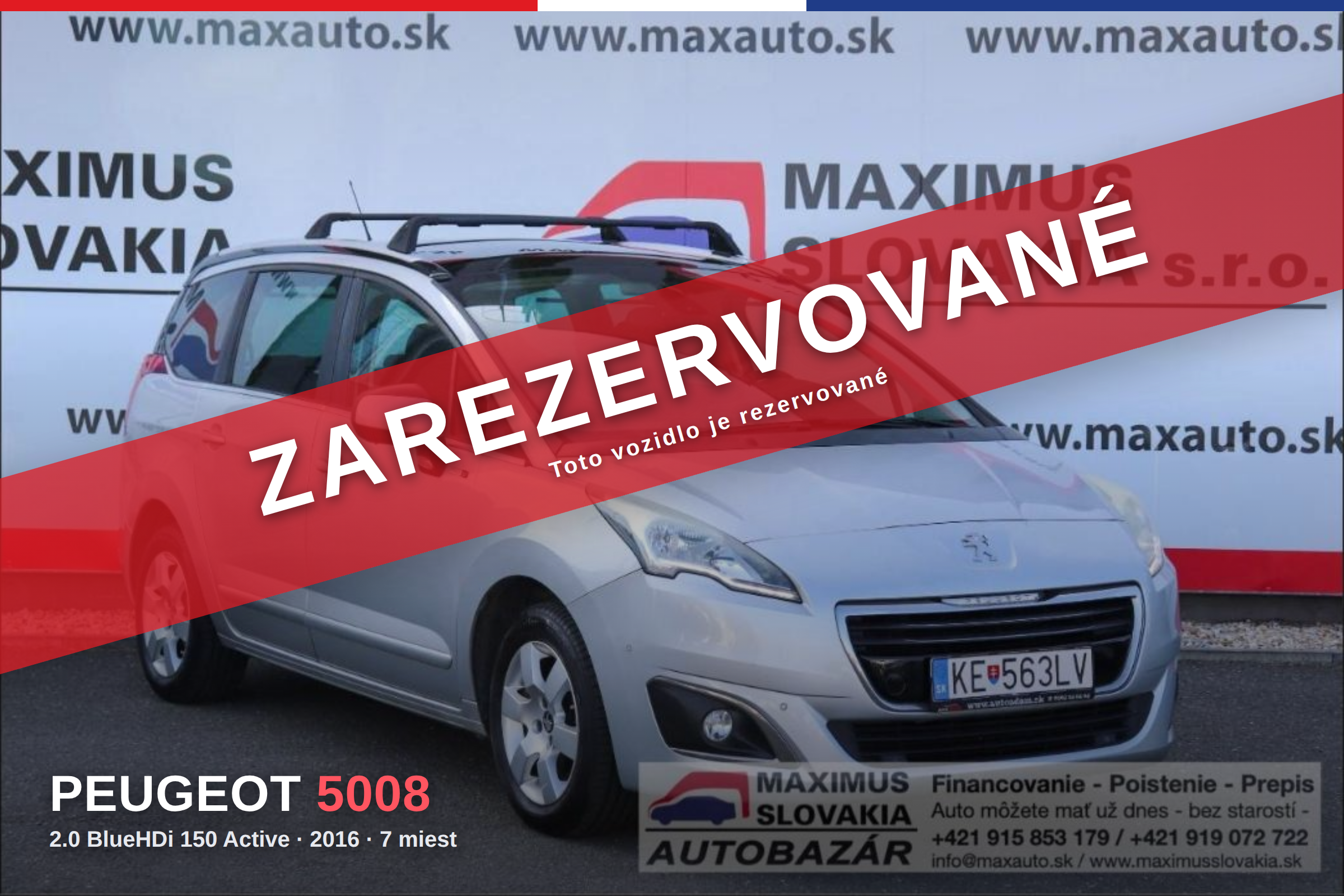 *REZERVOVANÉ* Peugeot 5008 2.0 BlueHDi 150 Active | 2016 | 7 miest | SR pôvod | Garážované | Panoráma