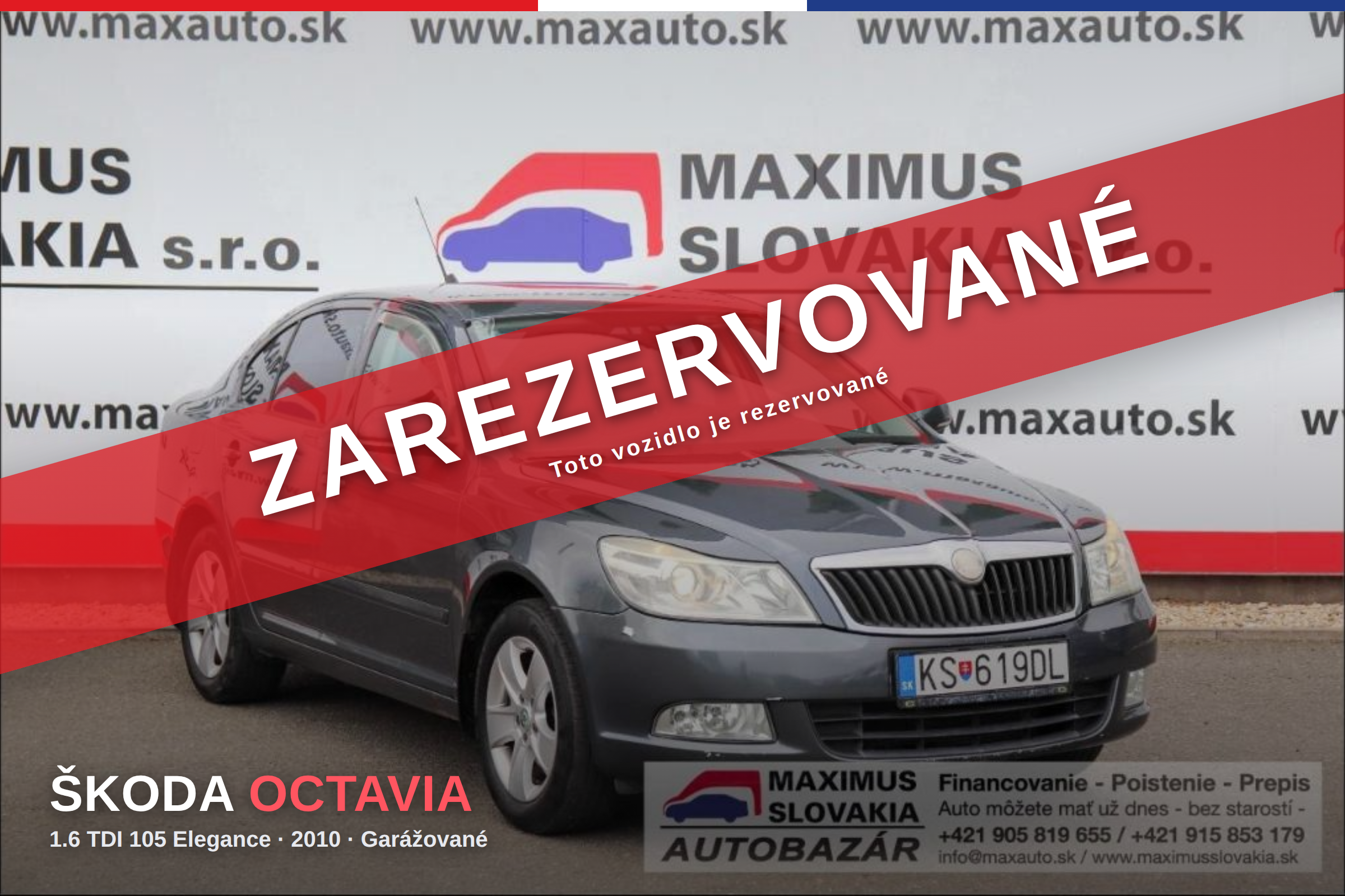 *REZERVOVANÉ* Škoda Octavia 1.6 TDI 105 Elegance | 2010 | Garážované | KO | STK do 07/2028