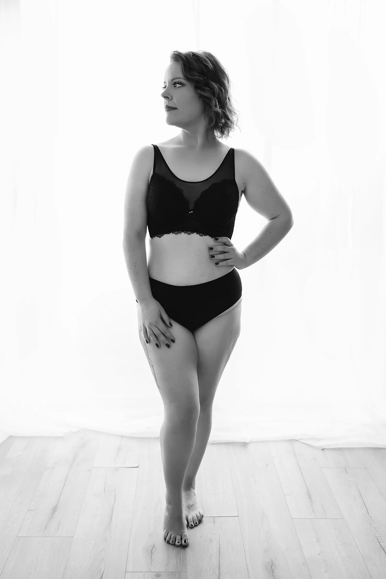 Backlit bright studio boudoir photography