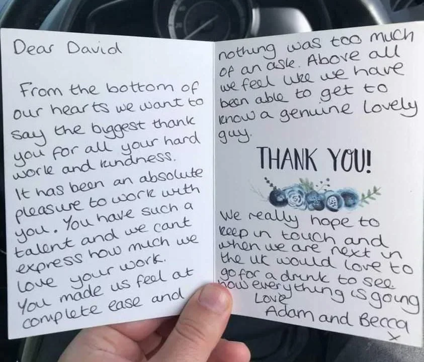 kind words testimonials and positive reviews and screenshots left for buckinghamshire wedding photographer david lefebvre