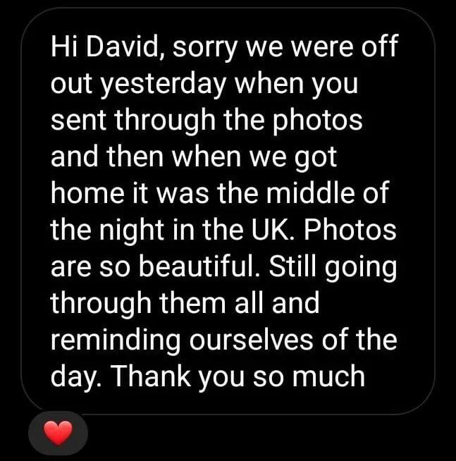 kind words testimonials and positive reviews and screenshots left for buckinghamshire wedding photographer david lefebvre