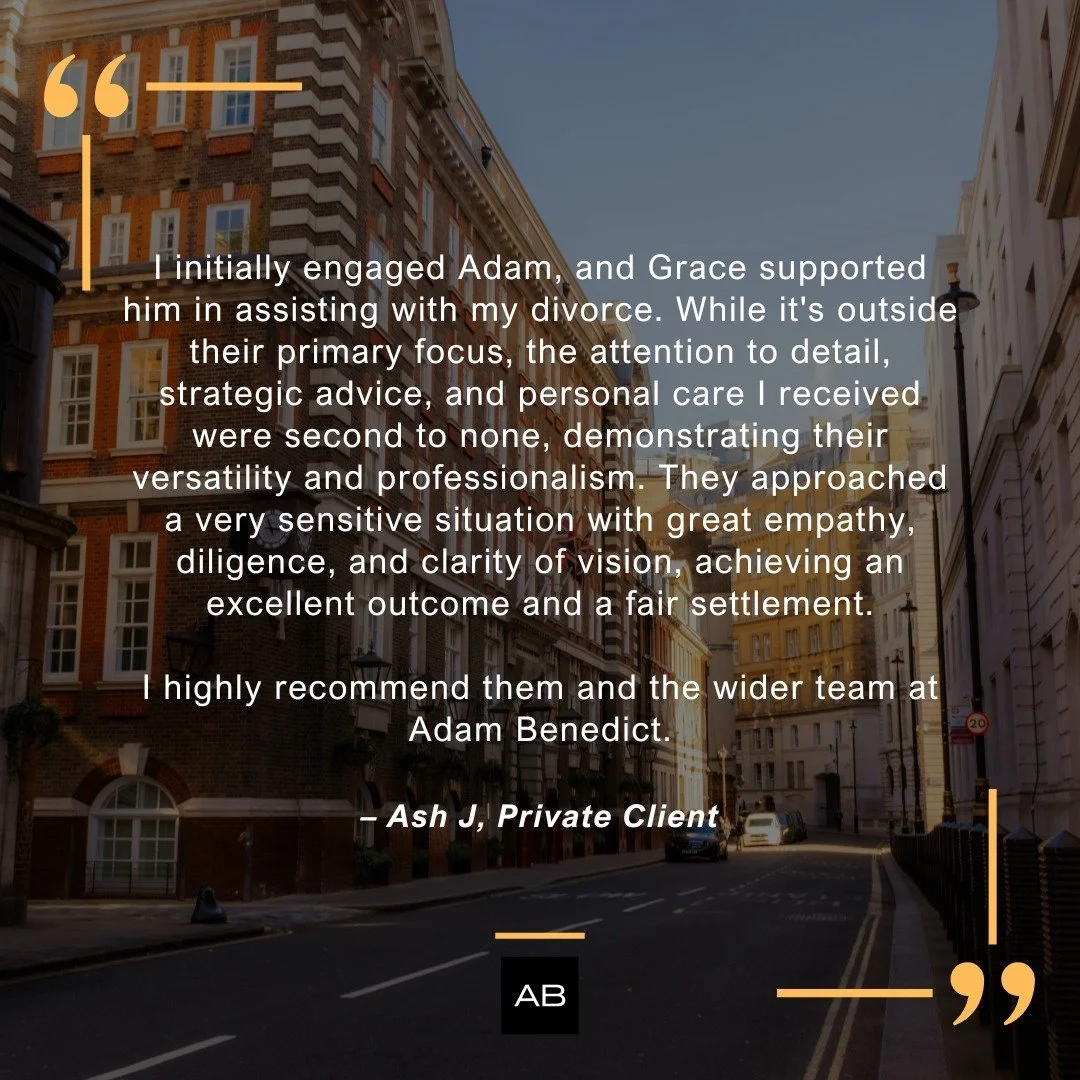 Not every instruction we receive falls within our usual areas of practice, however when a client comes to us in a challenging personal situation, we do everything we can to help.

In a recent divorce matter, our team provided what the client describe
