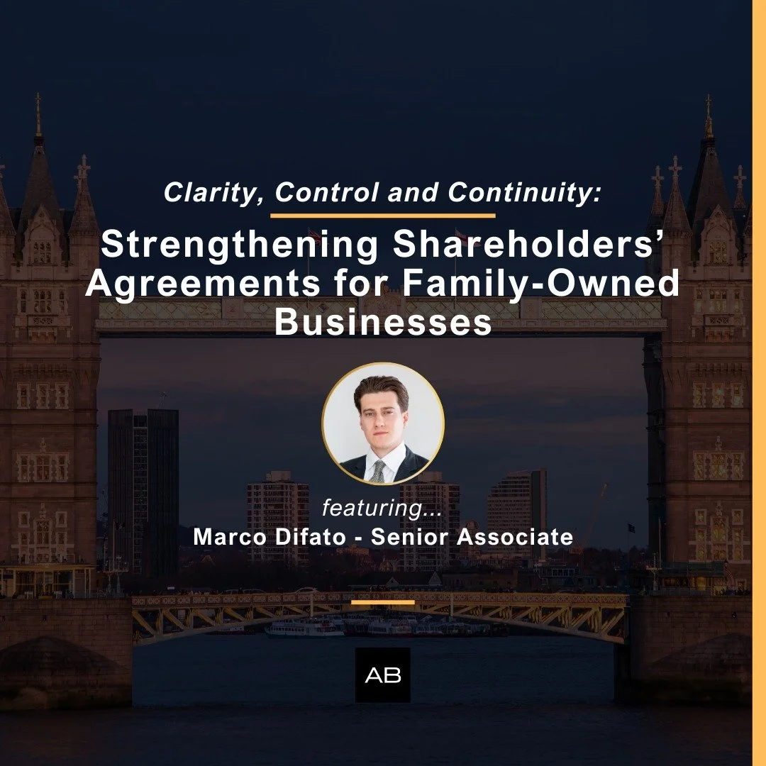 Clarity is one of the greatest protections a business can have.

We recently advised on a shareholders&rsquo; agreement, led by Senior Associate Marco Difato, for a company jointly owned by two family groups, each holding half of the shares. The orig