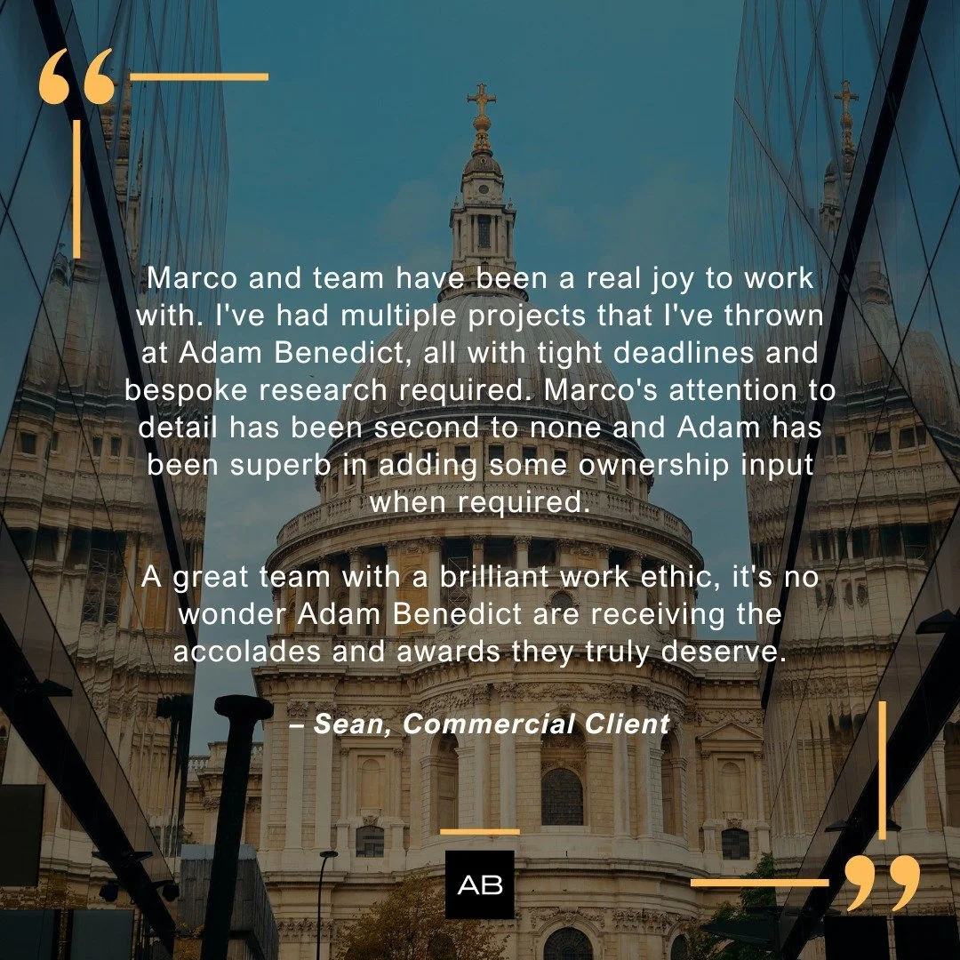 Commercial projects often involve tight deadlines, bespoke research and complex moving parts. These are exactly the kinds of challenges our team is built to handle.

Sean recently shared his experience of working with us across several projects, prai