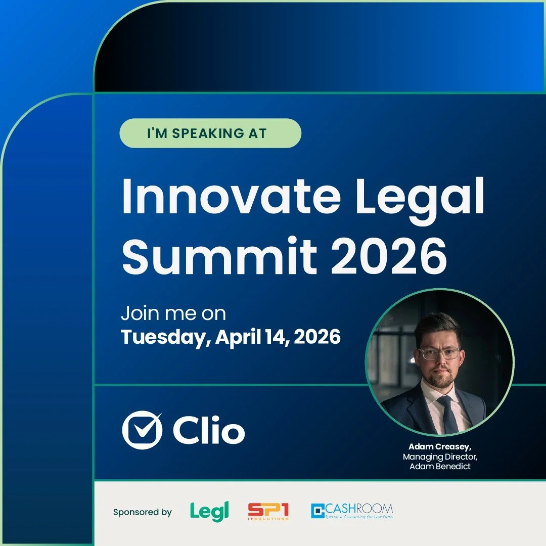 The legal industry is changing fast. The firms that adapt early will lead.

We&rsquo;re pleased to share that Clio has invited Adam Creasey to speak as a panelist at the Innovate Legal Summit 2026.

Taking place on 14 April 2026 in London, this event