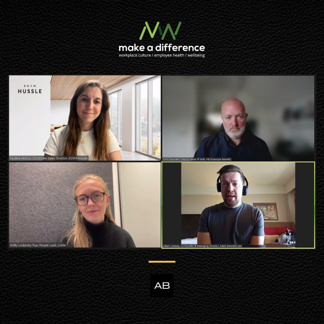Today, Adam joined the panel for &lsquo;Closing the SME Health and Wellbeing Gap: From Good Intentions to Real-World Impact&rsquo; webinar hosted by Make a Difference Media &amp; Events.

We all know wellbeing matters, but the challenge is turning in