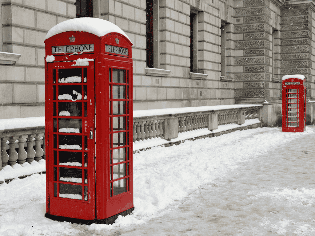 Freezing Orders UK, How to Stop a Debtor Hiding Assets, London telephone boxes in the snow