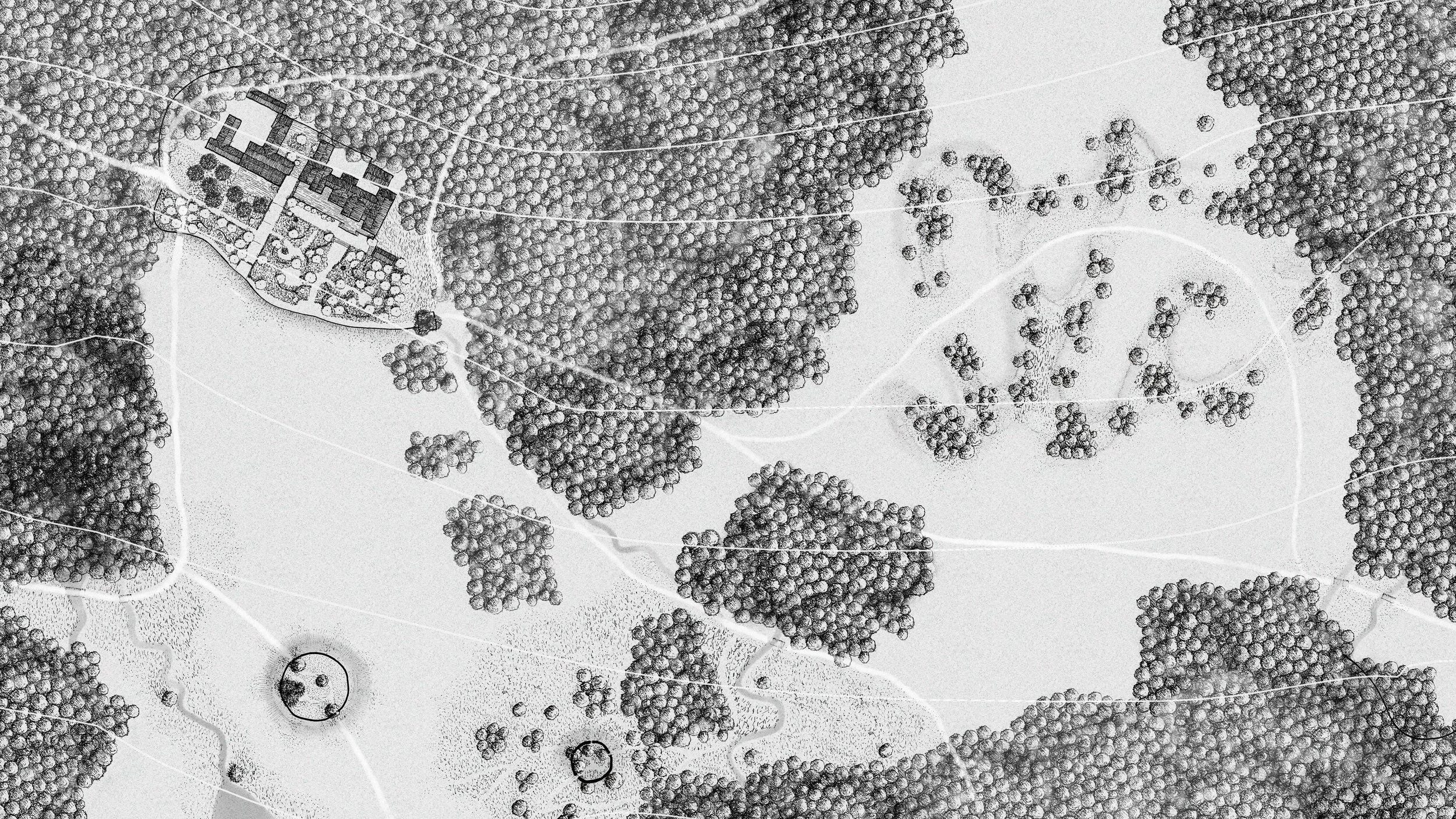 Hand drawn landscape masterplan Ollie Pike and Pike Studio