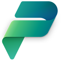Abstract logo with layered shapes in shades of green and blue.