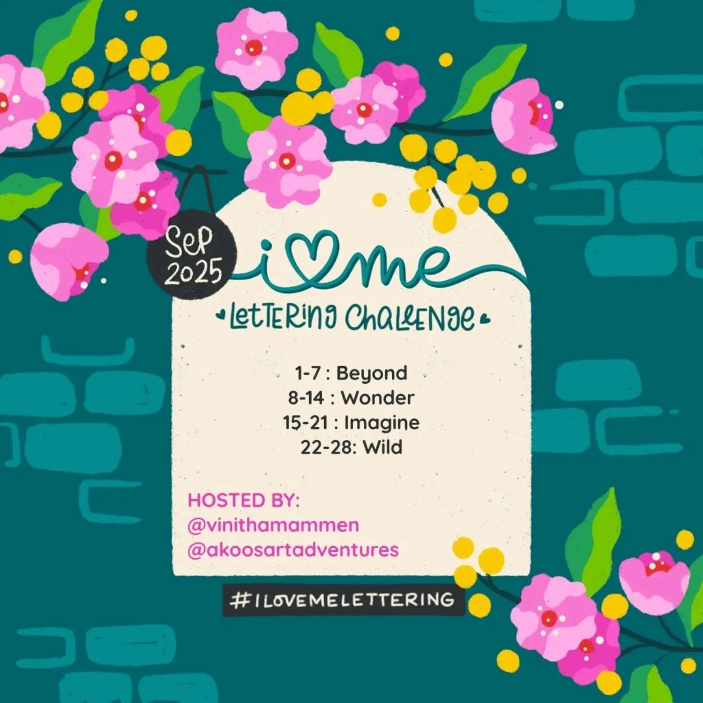 September's I Love Me Lettering prompts are here, centered around Dreams ✨
This month we&rsquo;re exploring the magic of self-love through our dreamscapes. Your prompts are: Beyond, Wonder, Imagine &amp; Wild.

How to join:
🌙 Create a lettering piec