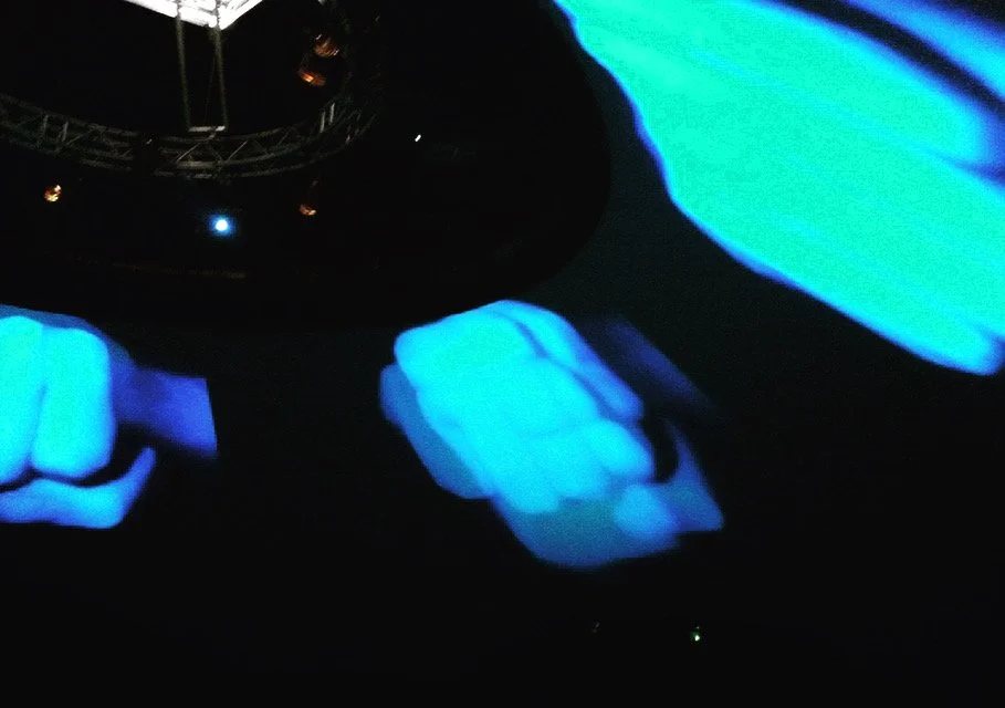 Punch being screened (as part of the One Minute programme) at Welcome to the Treasuredome, the Cultural Olympics 2012 in Weymouth on Friday 10 August 2012. The venue was an ICCI 360 Arena (surround cinema) and displayed work via 5 projectors, with th