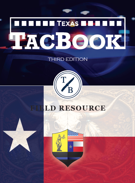 Cover of a book or resource titled 'Texas Facebook Field Resource' featuring a Texas flag, a badge with the Texas and American flags, and silhouettes of two soldiers with a blurry, night city background.