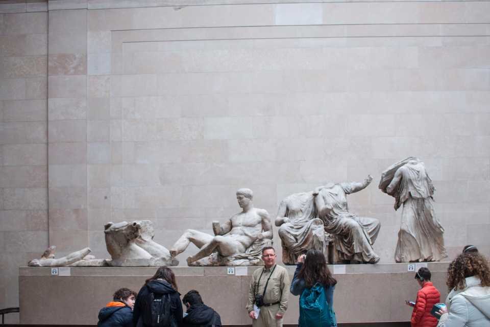 Roman statues displayed at the British Museum in London, England