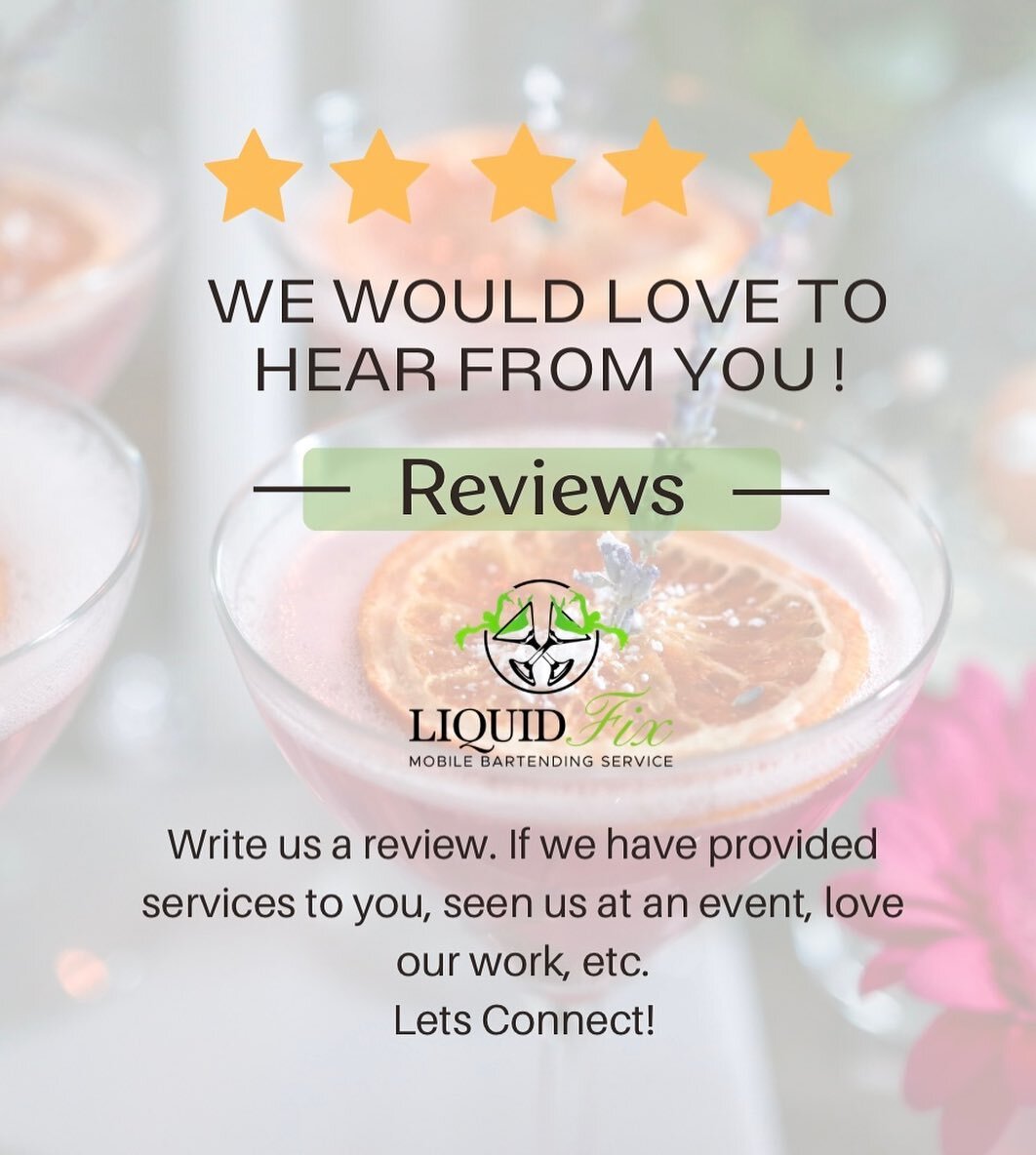 We would love to hear from you!! 

We are 3 months away with our milestone of a DECADE of services!!Reviews help us keep up with your needs and they also help others like you to make confident decisions about beverage catering. 

Review or not, we st