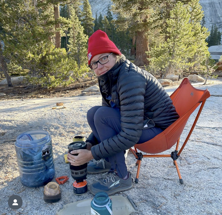 Jill Moorhead at a campsite in Yosemite