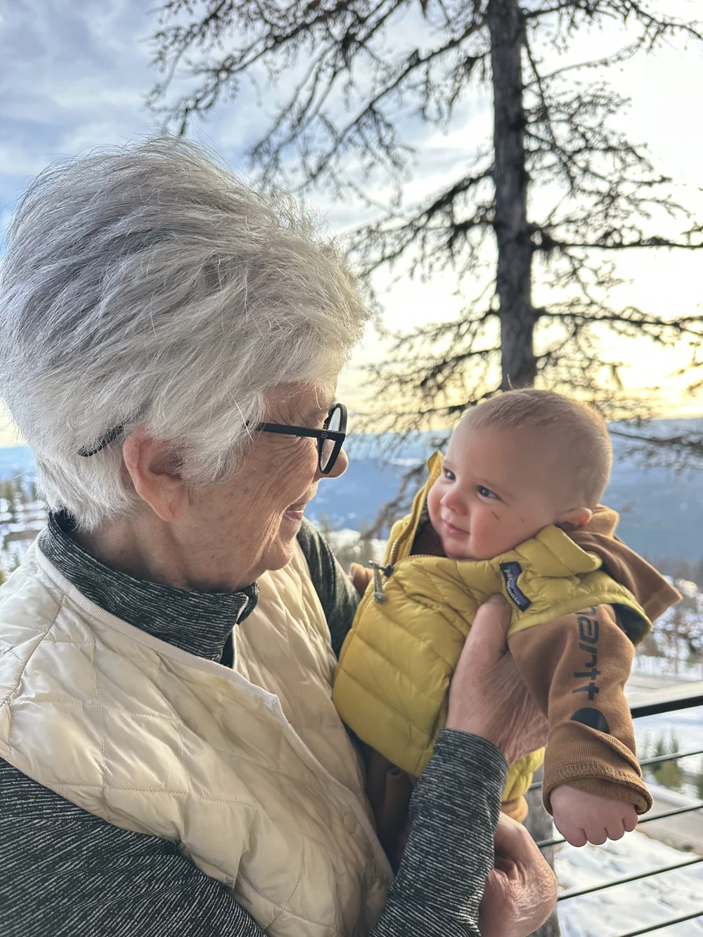 Suzanne Ragen at Hidden Beach with her great-grandchild