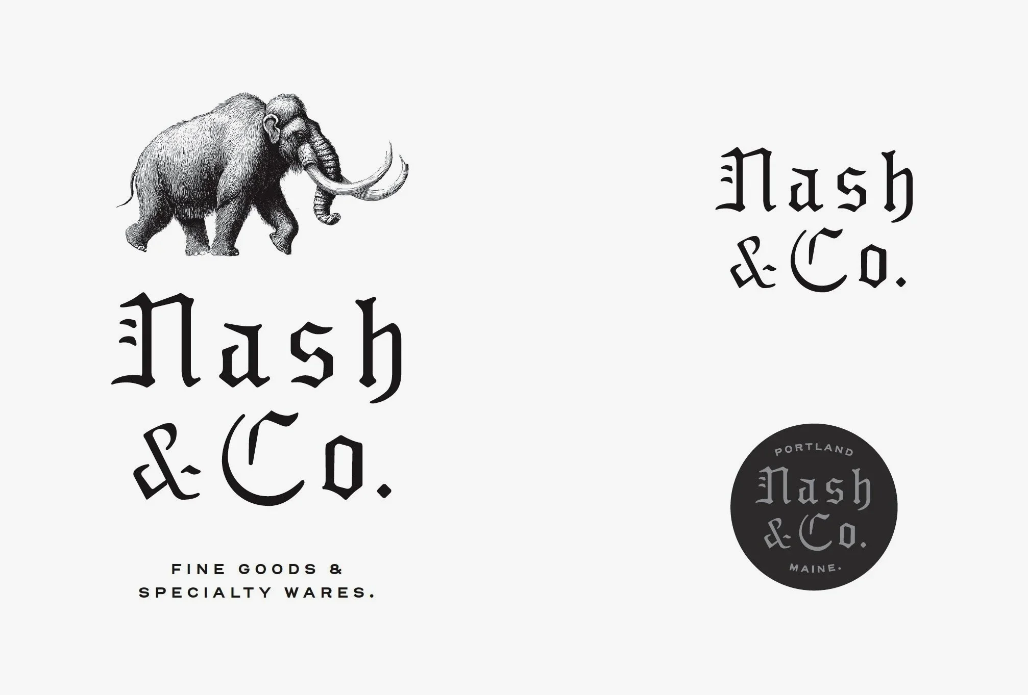 Vintage blackletter handmade logotype and mark system for Nash & Co. by Murphy Empire Branding & Design