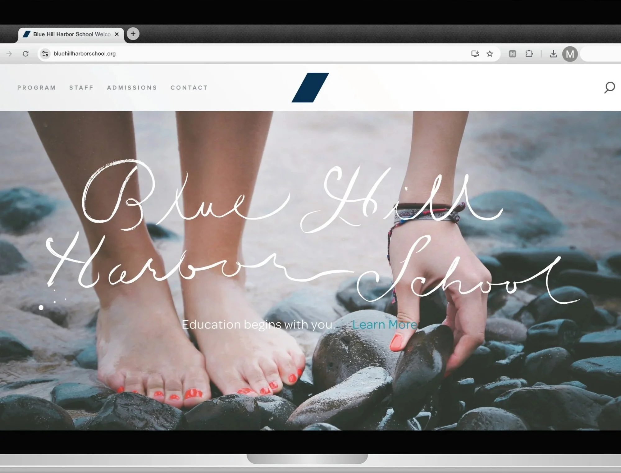 Blue Hill Harbor School logo, branding, and website layout composite design for brand identity develop series 