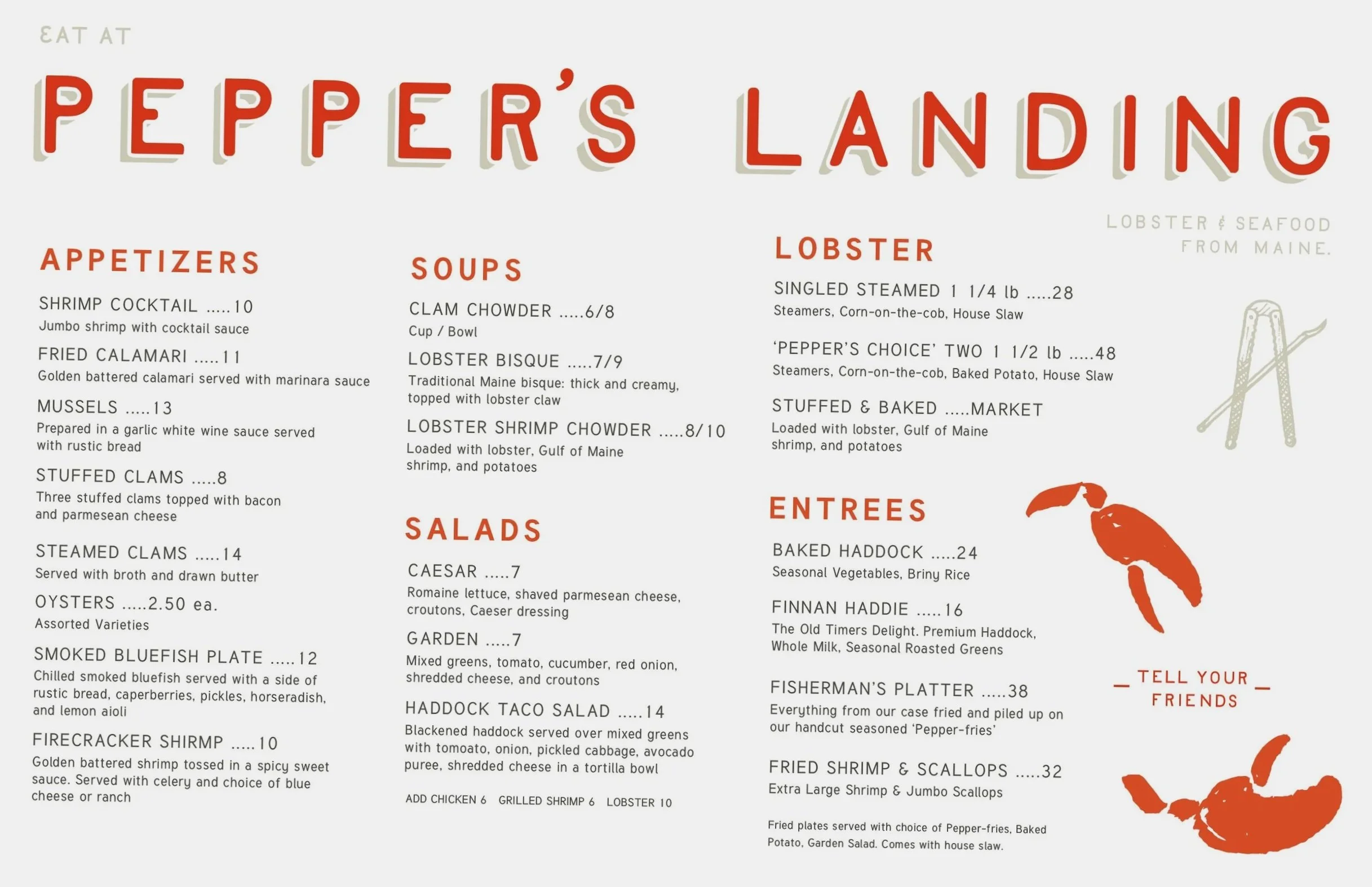 Pepper's Landing brand identity development sample menu layout design by Murphy