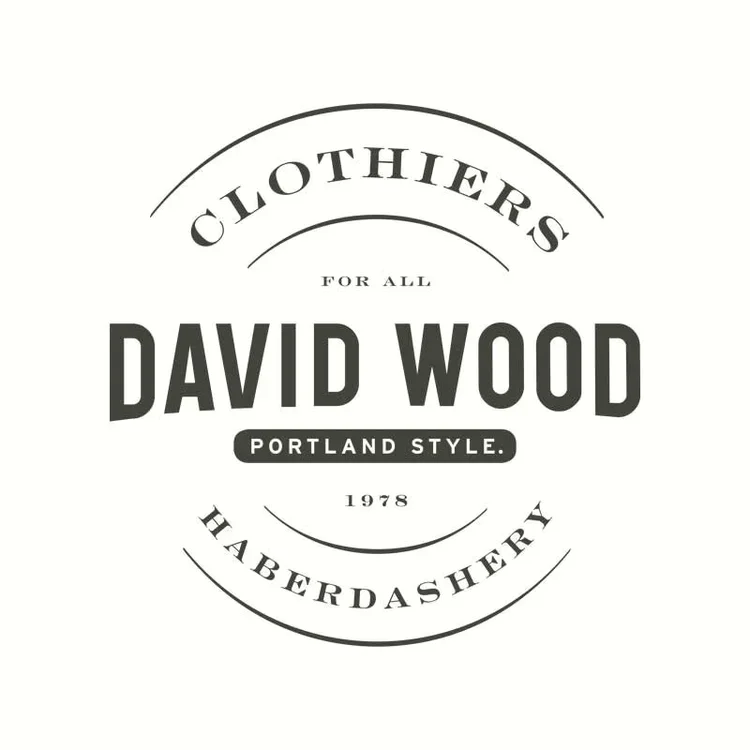 Award-winning custom logo design for David Wood Clothiers, Portland, Maine by Murphy Empire, Silver Broderson's Award