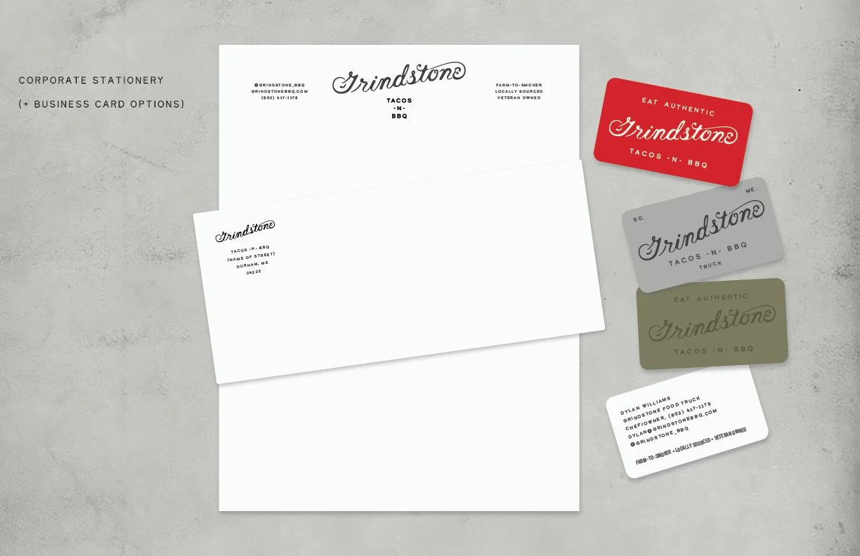 Grindstone Tacos -n- BBQ stationery design and branding