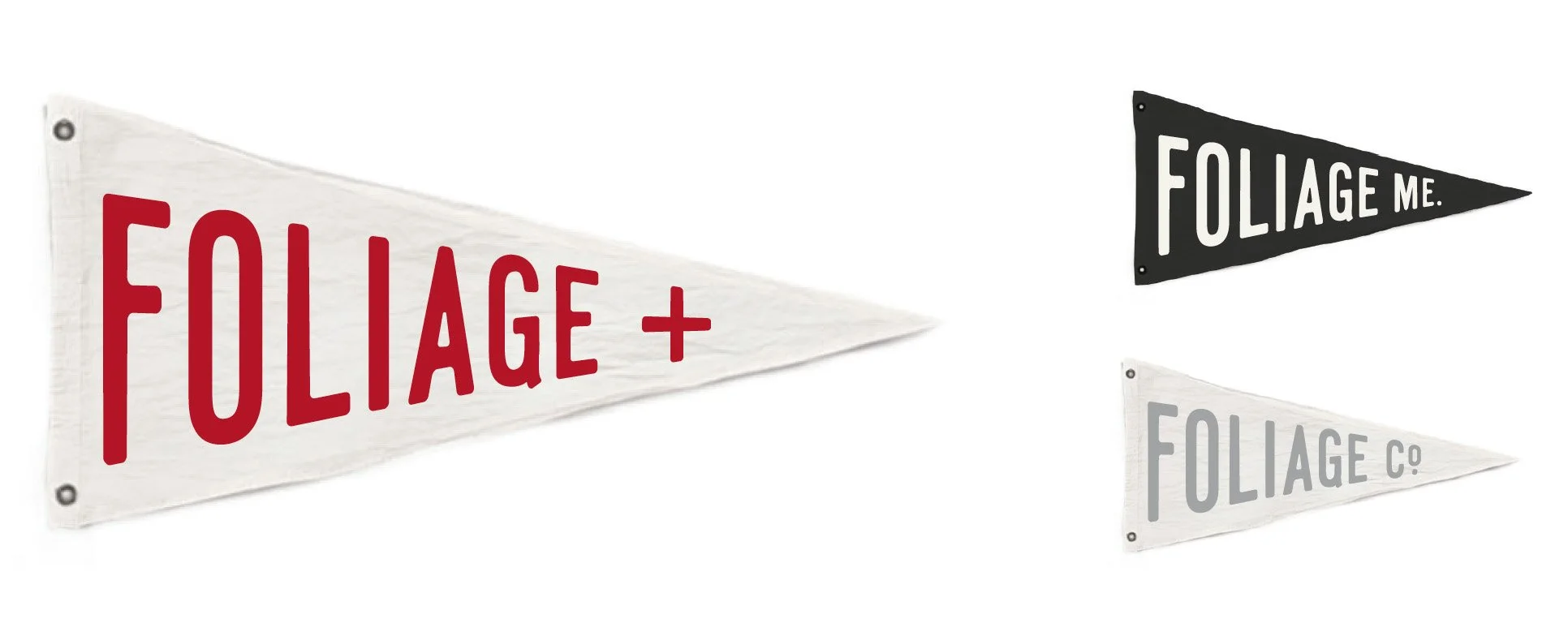 Flags, pennants and sticker design for Foliage Cannabis Co. handmade brand identity by Murphy Empire