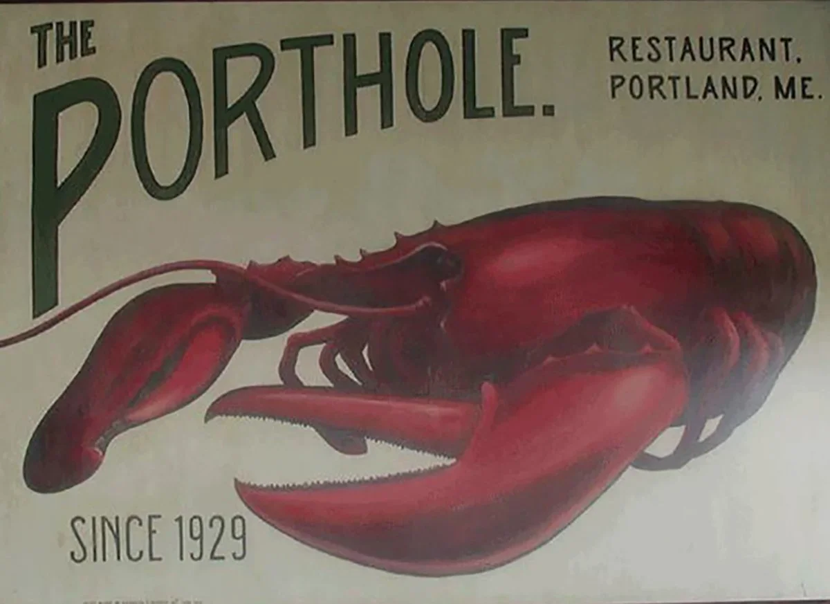 Porthole Restaurant Branding and Hand-painted sign by Ken Murphy, 2002, Portland, Maine