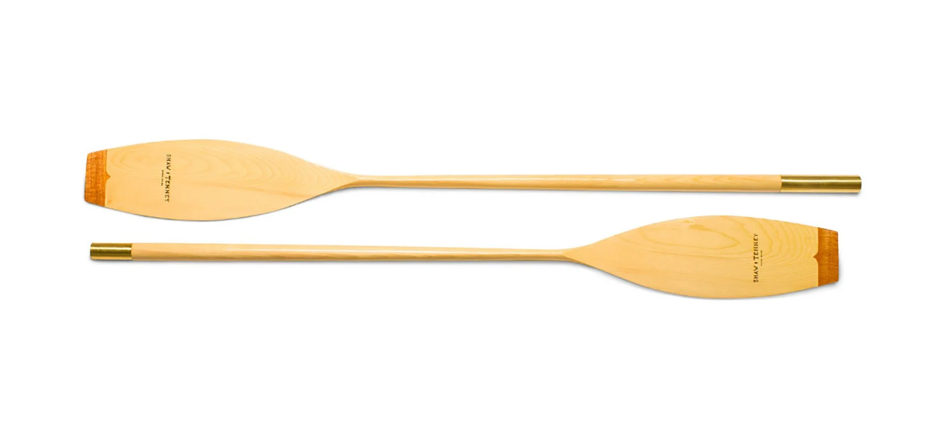 Handcrafted wooden canoe paddle by Shaw & Tenney, Maine made heritage product