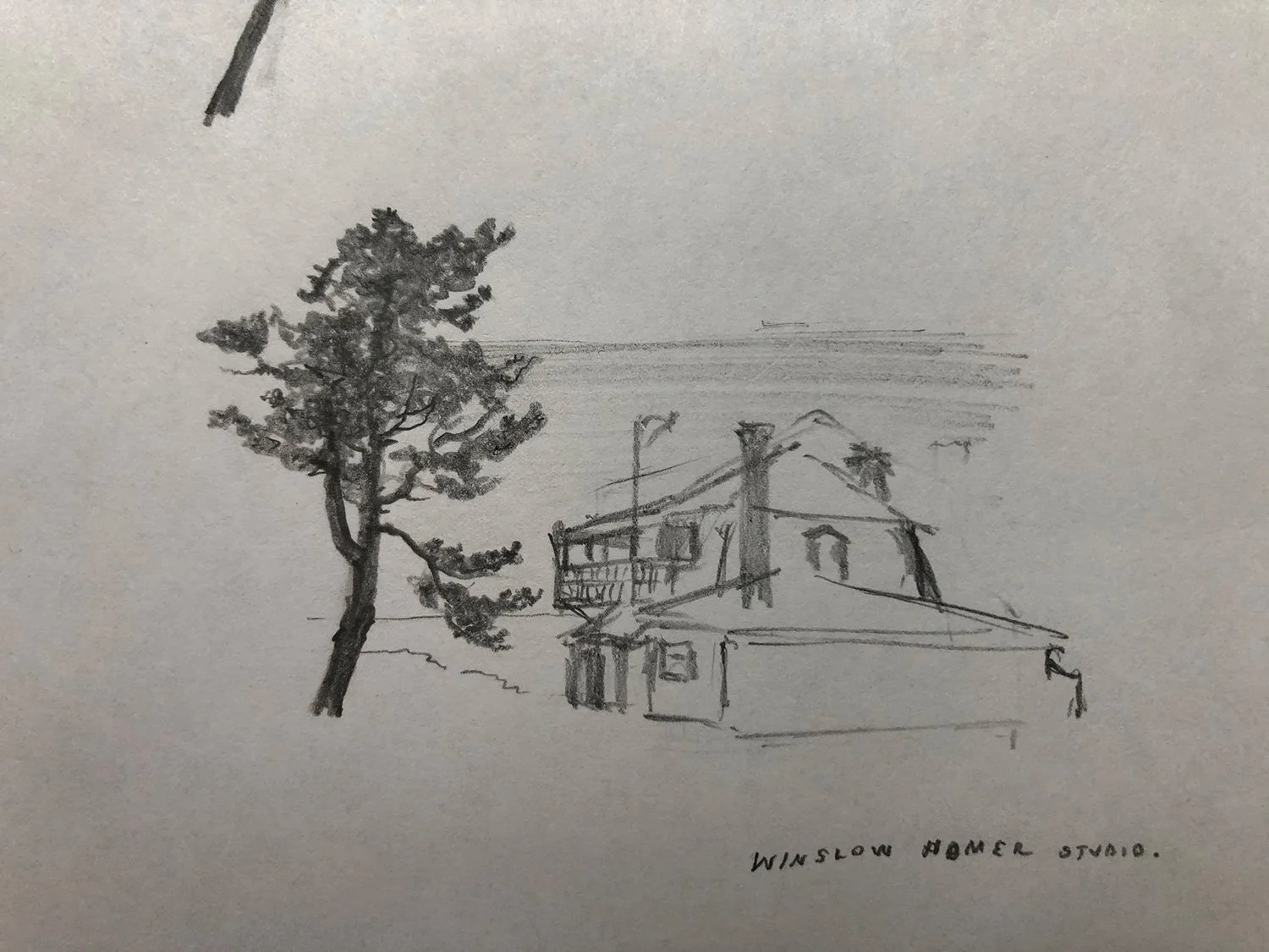 Winslow Homer Studio exterior pencil sketch by Ken Murphy