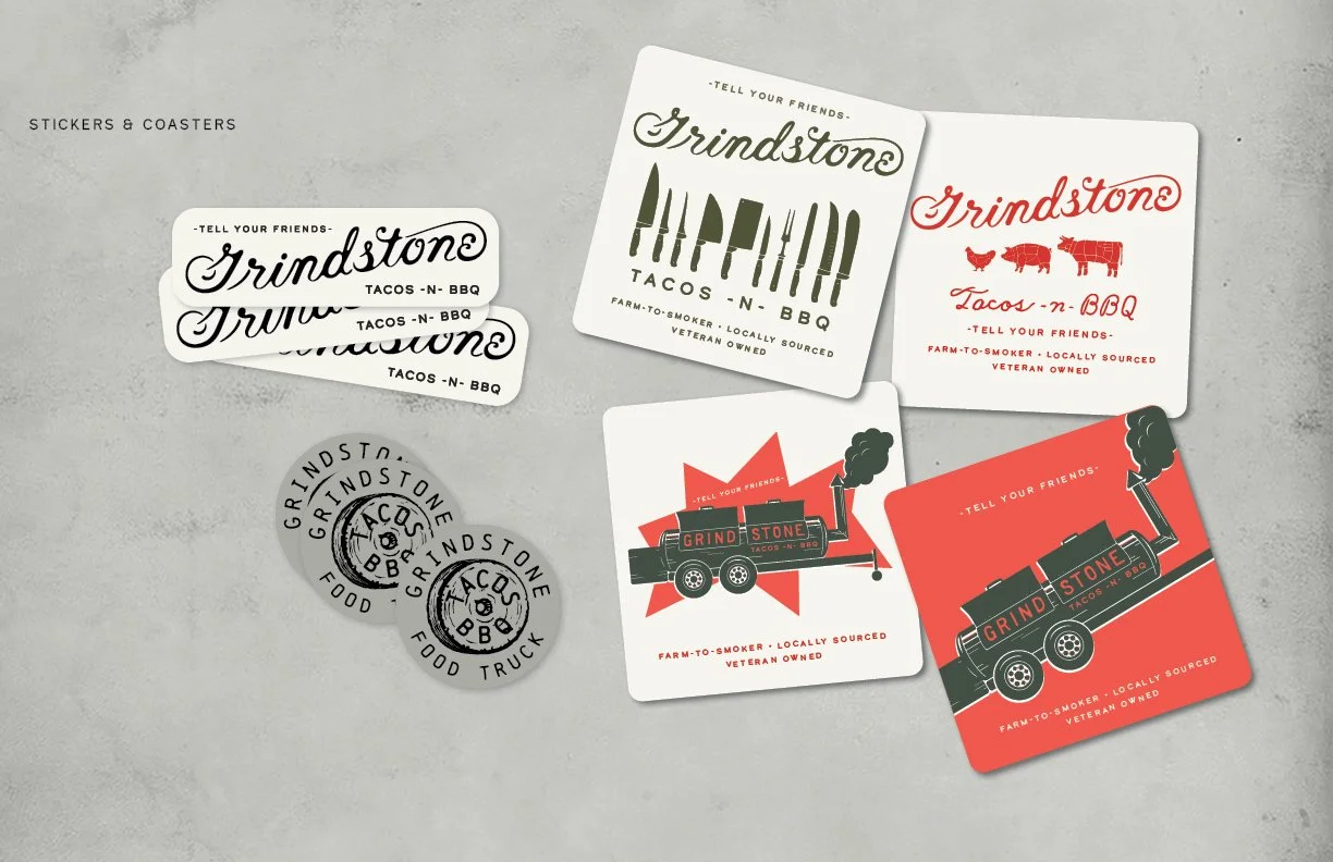 Print promotional materials for Grindstone BBQ by Murphy Empire