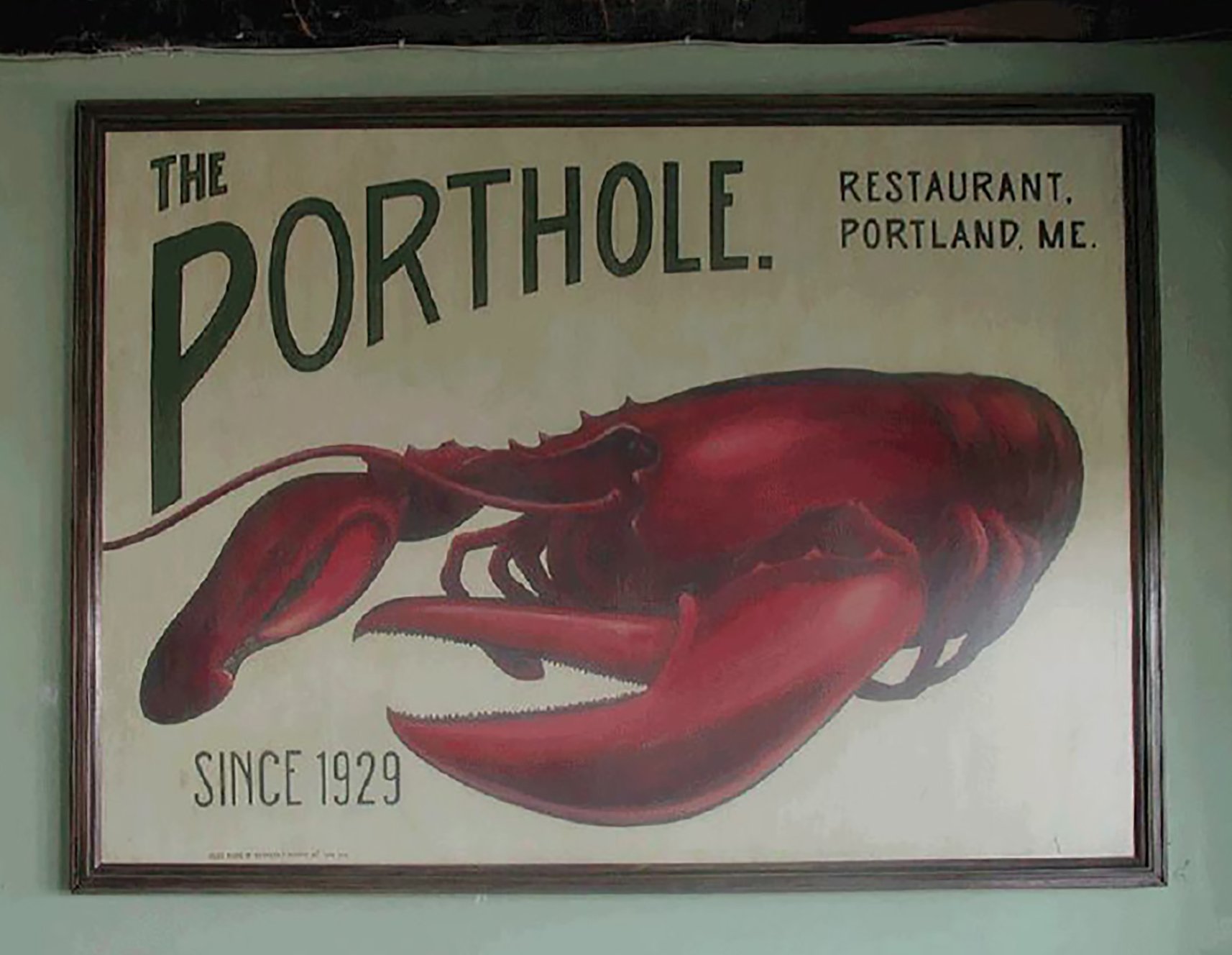 The Porthole Restaurant hand painted, handmade vintage interior signage, 60"x96", by Ken Murphy, 2002