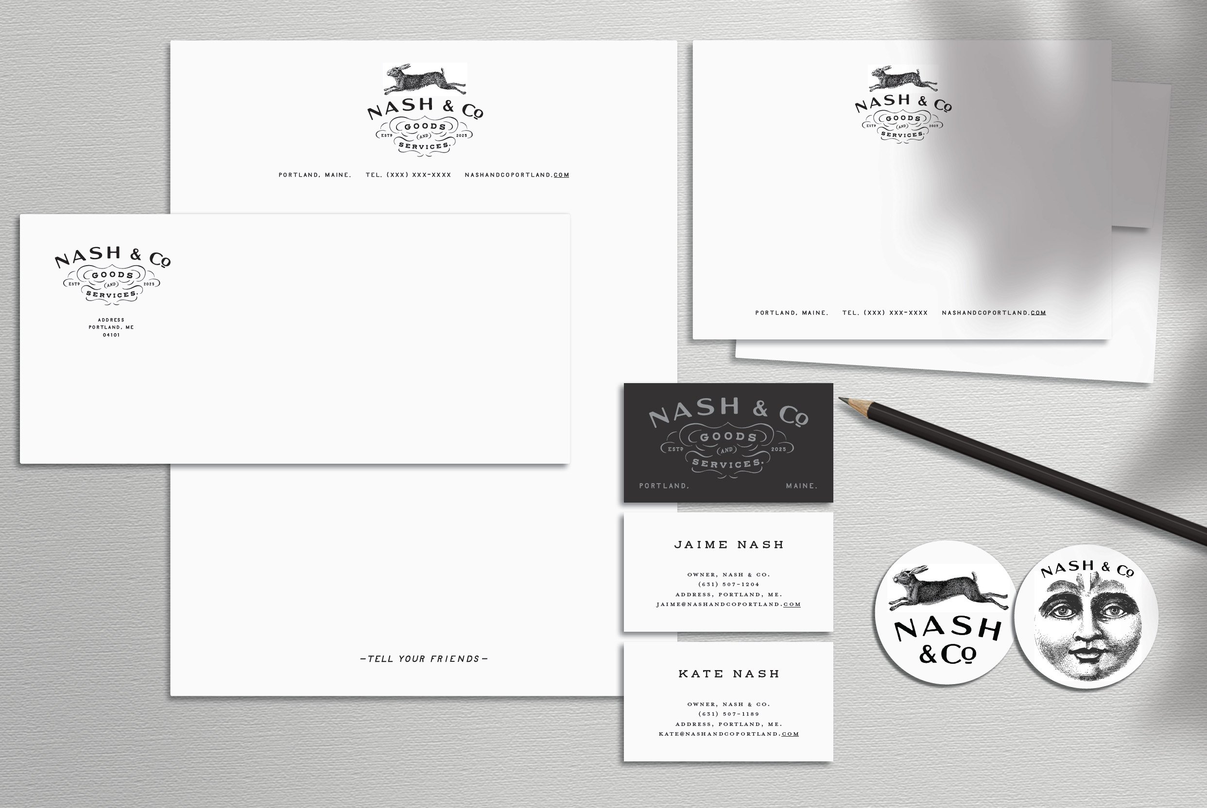 Print collateral and stationery system for Nash & Co. by Murphy Empire