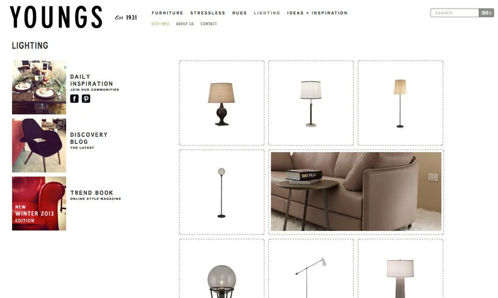 Youngs Furniture website branding and design