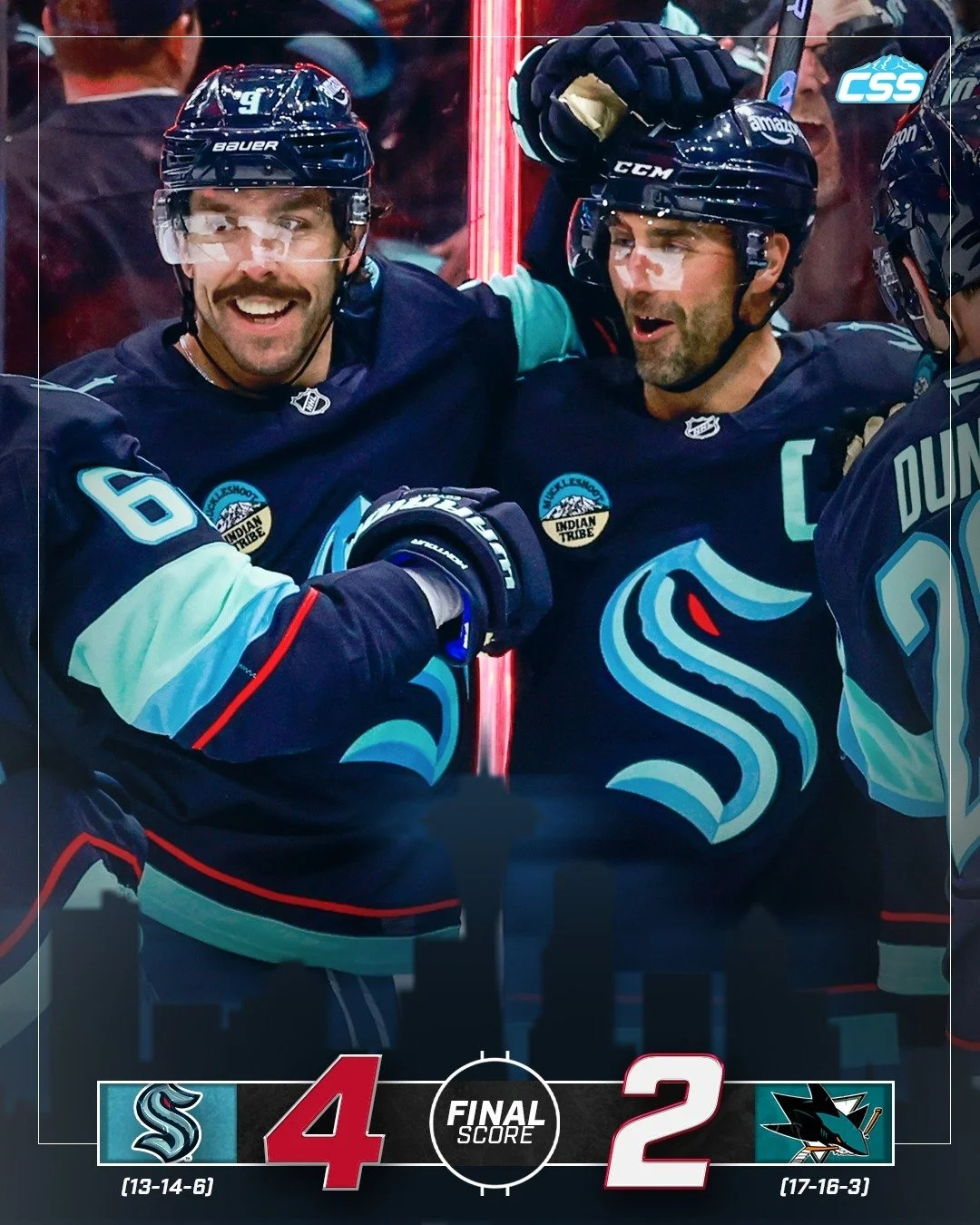 FINAL: @SEATTLEKRAKEN WIN, THE LOSING STREAK IS OVER! The Kraken pull out a wacky win on the road against the @SanJoseSharks behind some strong goaltending by Joey Daccord and a few "floaters" on net. 

Nice to win one for once.

Photo by@w