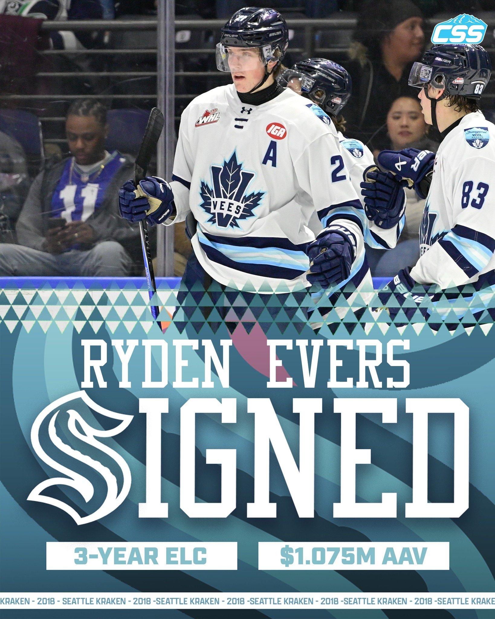 Yesterday, our @seattlekraken signed forward Ryden Evers to a three-year entry-level contract starting in the 2026-27 season.

Evers is a big-bodied, 20-year-old forward that's had success with Penticton in the WHL. 

Make sure you are following Circ