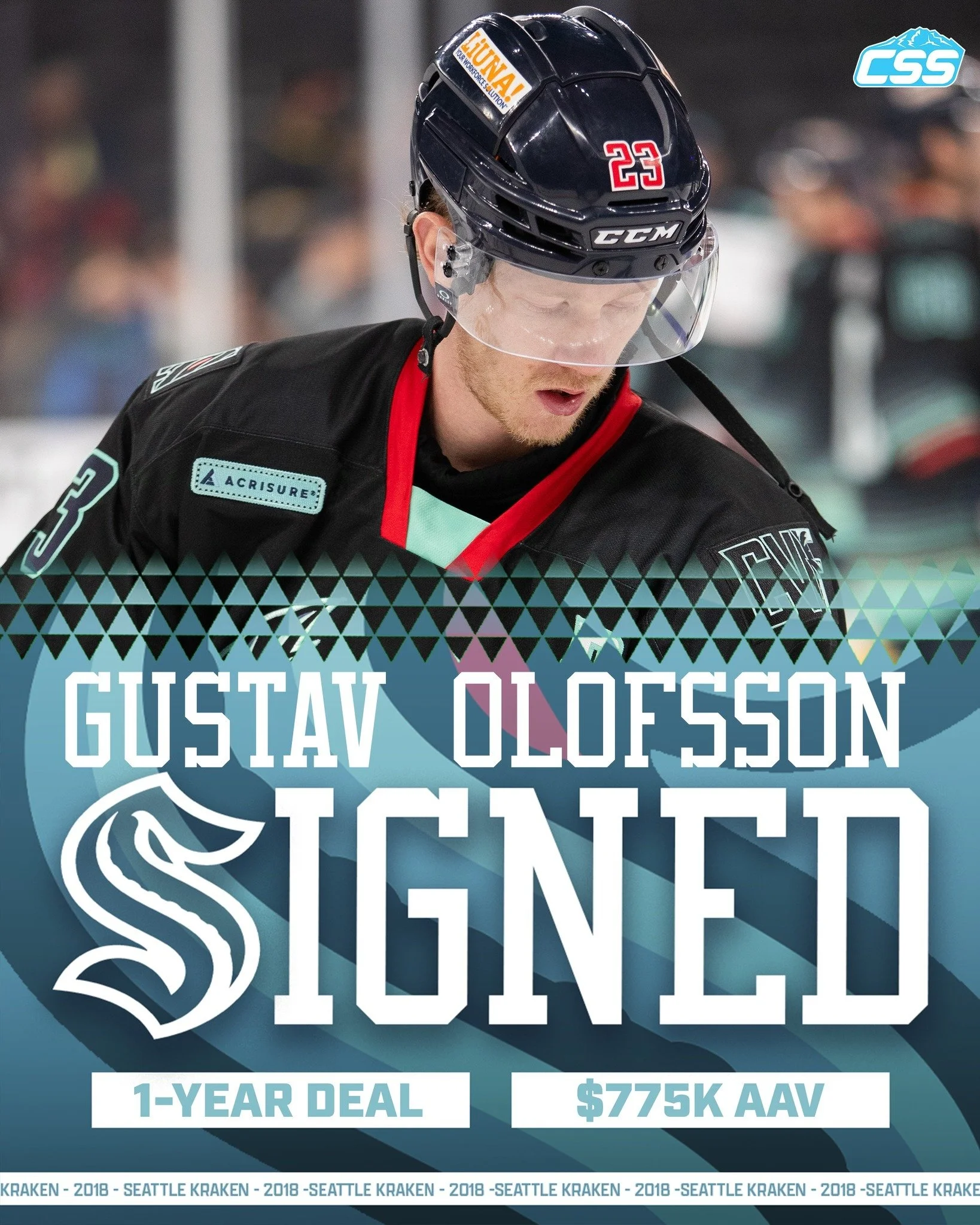 Our @SeattleKraken signed defenseman Gustav Olofsson to a one-year, two-way contract.

Additionally, the Kraken placed him on waivers for the purpose of being reassigned to AHL Coachella Valley. 

Before this contract Olofsson had been playing on an 