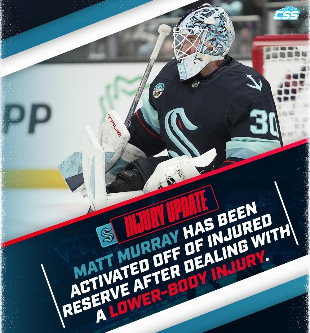 Our @seattlekraken have activated goaltender Matt Murray from injured reserve ahead of tonight's game against Nashville. 

Murray has been in practice with the Kraken for the past month or two, officially missing 44 games due to his injury. 

GM Jaso