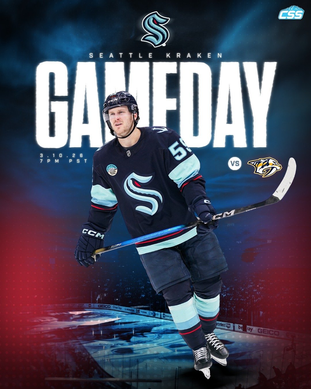 It's @seattlekraken gameday! The Kraken are back in action, looking to bounce back from an ugly outing last time out, as they welcome the @predsnhl to town for the second of three meetings this year!

Happy "Women in hockey" night! 

You ca