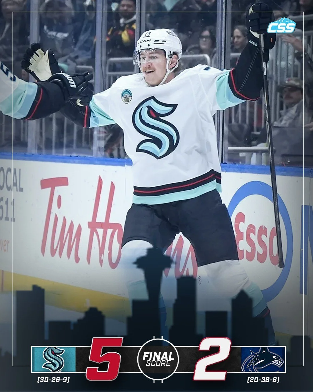 FINAL: @SEATTLEKRAKEN WIN! The Kraken get back in the win column with a critical bounce-back effort, bludgeoning the @Canucks with a 5-2 result. Bobby McMann tallies 3 points in his Kraken debut, and Philipp Grubauer is strong in net!

Photo by Darry