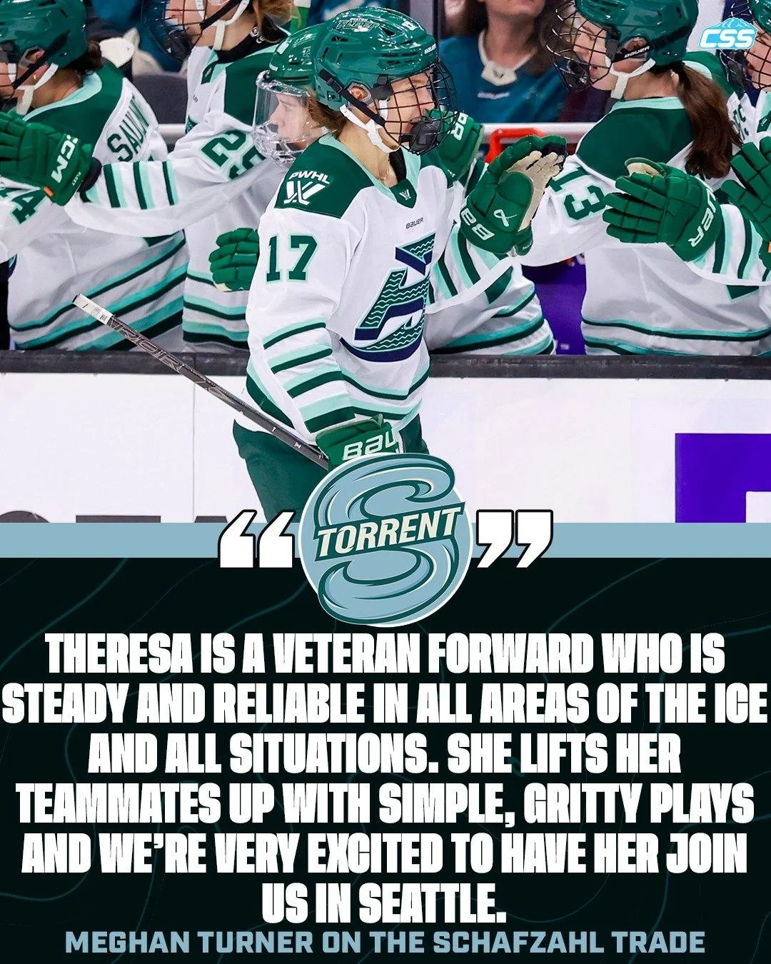 Here's what@pwhl_torrent general manager Meghan Turner said about the Jessie Eldridge for Theresa Schafzahl trade with @pwhl_fleet, via the official press release.

Photos by @wolterpix_sports 

#SeattleTorrent #PWHL #SeattleSports