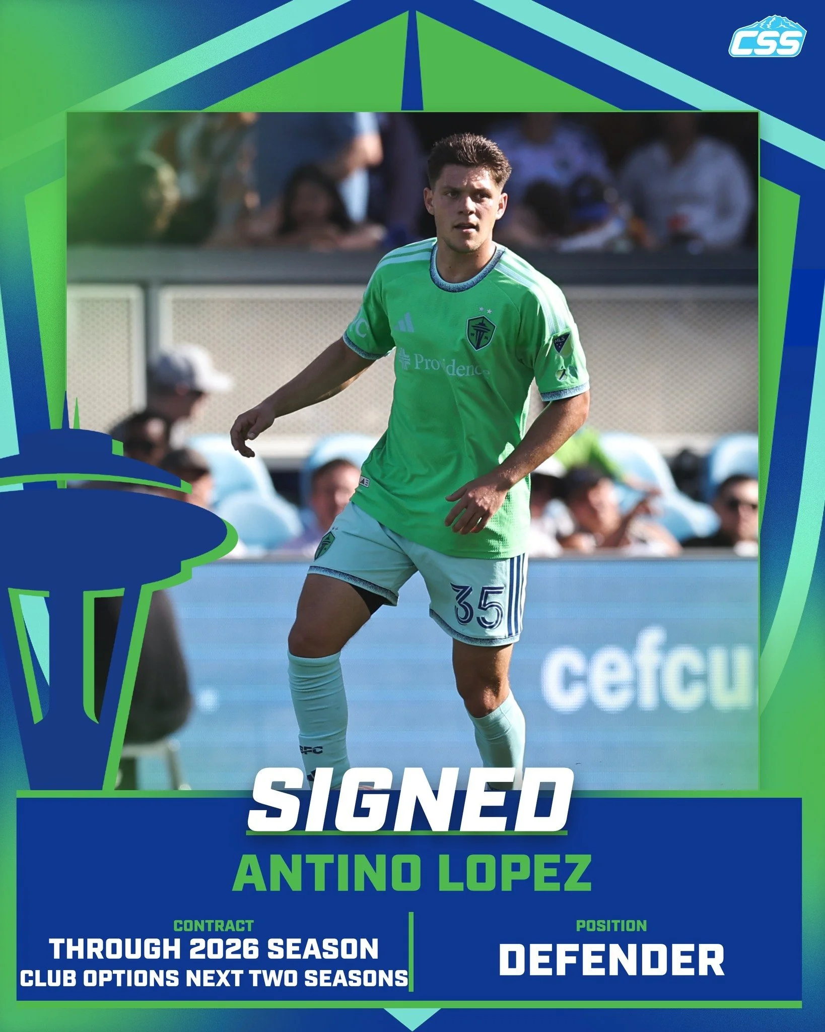 The @soundersfc have signed @tacdefiance defender Antino Lopez to a First Team contract.

Lopez is now signed through the current season with club options through June 2027 and for the 2027-2028 season. 

Lopez&rsquo;s signing marks the 13th player o